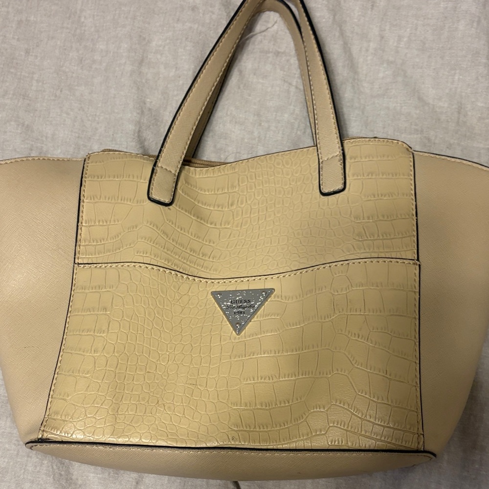 Guess Tan Croc-Embossed Tote